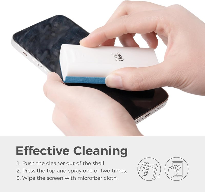 CLICK CLEAN Touchscreen Mist Cleaner, Screen Cleaner, All in One Screen Cleaner Spray with Microfiber and Phone Stand for All Phones, Laptop and Tablet Screens (Light Blue) - Image 3